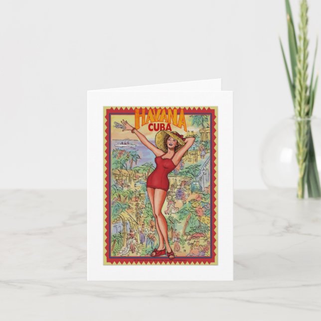 Mujer Havana: Vintages Kubano La Habana Tarjeta Karte (Vorderseite)