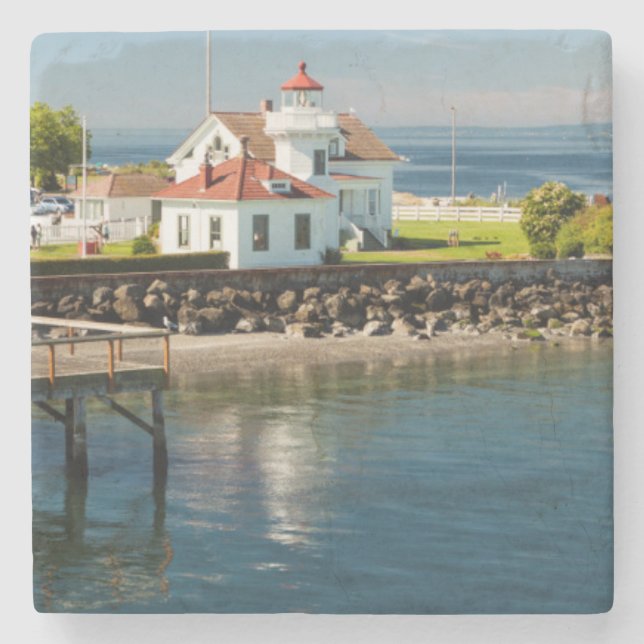 Mukilteo Lighthouse, Mukilteo, Washington, USA Steinuntersetzer (Vorderseite)