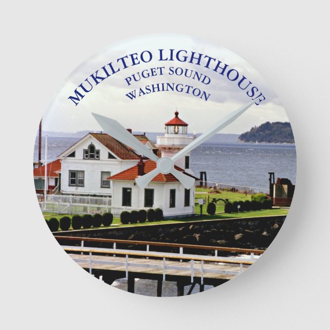 Mukilteo Lighthouse, Washington Clock Runde Wanduhr (Vorderseite)
