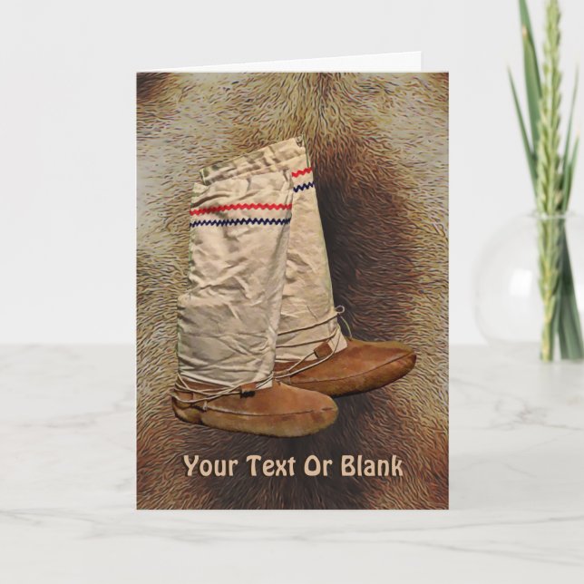 Mukluks auf Karibu-Pelz Feiertagskarte (Vorderseite)