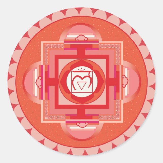 Mūlādhāra Mandala Chakra (Root chakra) Runder Aufkleber (Vorderseite)