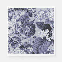 Mulberry Blue Vintag Floral Toile Fabric No.1 Serviette
