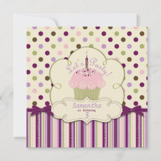 Mulberry Dot Cupcake Geburtstag Einladung