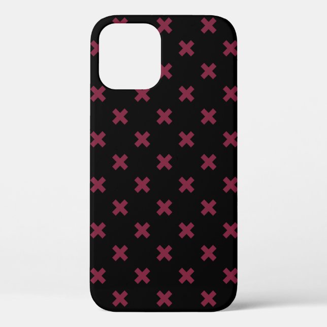 Mulberry-Kreuzstiche auf schwarz Case-Mate iPhone Hülle (Rückseite)
