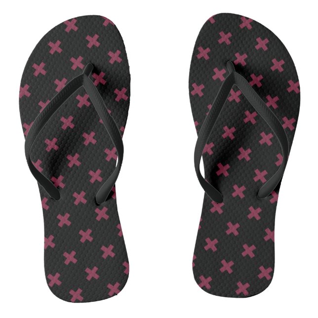 Mulberry-Kreuzstiche auf schwarz Flip Flops (Fußbett)
