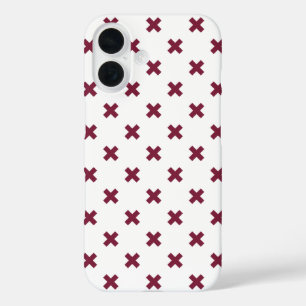 Mulberry-Kreuzstiche auf weiß iPhone 16 Hülle