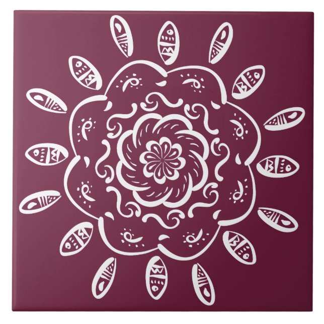 Mulberry Mandala Fliese (Vorderseite)