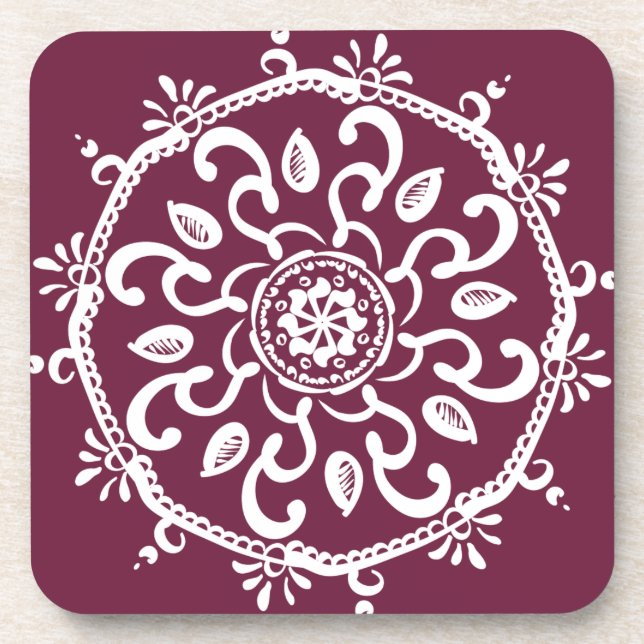 Mulberry Mandala Getränkeuntersetzer (Vorderseite)