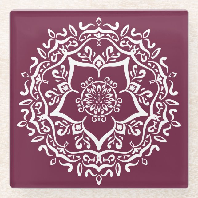 Mulberry Mandala Glasuntersetzer (Vorderseite)