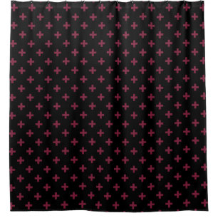 Mulberry-Polka kreuzt schwarz Duschvorhang
