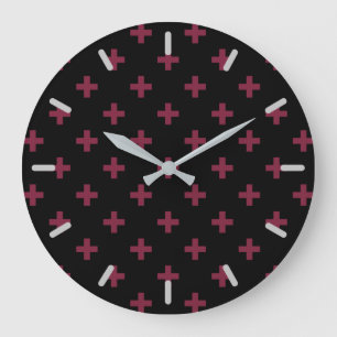 Mulberry-Polka kreuzt schwarz Große Wanduhr