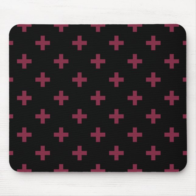 Mulberry-Polka kreuzt schwarz Mousepad (Vorne)