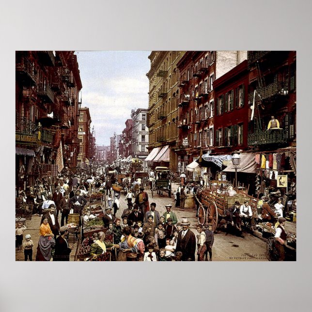 Mulberry Street NYC circa 1900 Canvas Print Poster (Vorne)