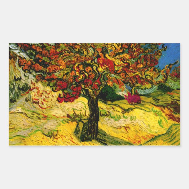 Mulberry Tree Van Gogh Fine Art Rechteckiger Aufkleber (Vorderseite)