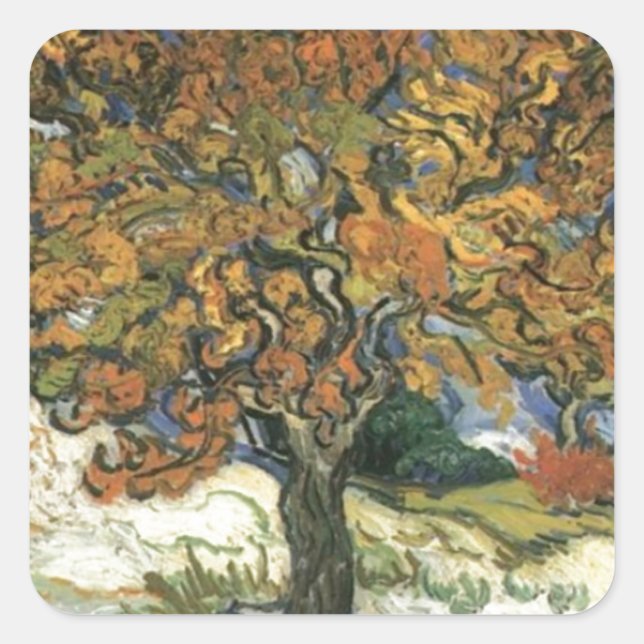 Mulberry Tree von van Gogh Quadratischer Aufkleber (Vorderseite)
