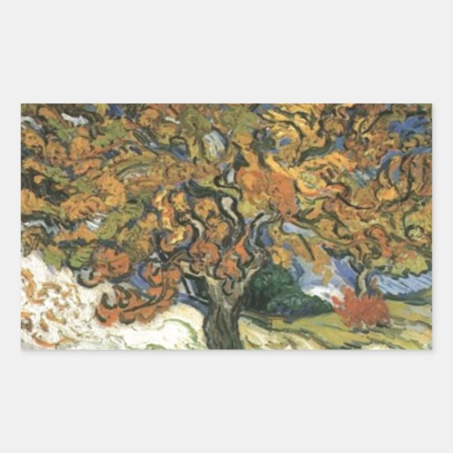 Mulberry Tree von van Gogh Rechteckiger Aufkleber (Vorderseite)