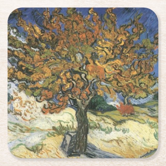 Mulberry Tree von van Gogh Rechteckiger Pappuntersetzer (Vorderseite)
