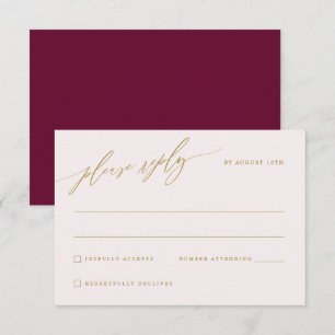 Mulberry Wine and Gold RSVP Karte