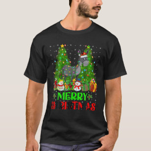 Mule Christmas Tree Lights Familienurlaub Santa Mu T-Shirt