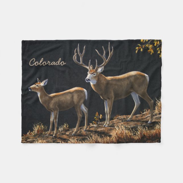 Mule Deer Buck & Doe Fleecedecke (Vorderseite (Horizontal))