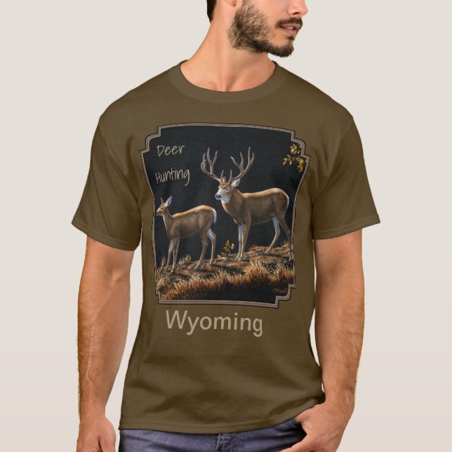 Mule Deer Buck & Doe Jagd Wyoming T-Shirt (Vorderseite)