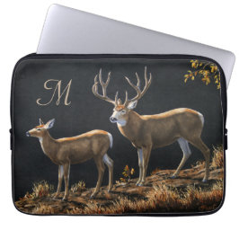 Mule Deer Buck & Doe Monogram Laptopschutzhülle