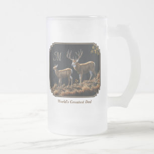 Mule Deer Buck & Doe Monogram Mattglas Bierglas