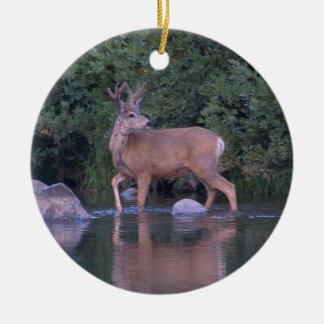 "Mule Deer Maaking a Early Morning River Crossing" Keramik Ornament