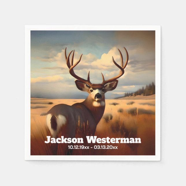 Mule Deer on Prairie Memorial Serviette (Vorderseite)