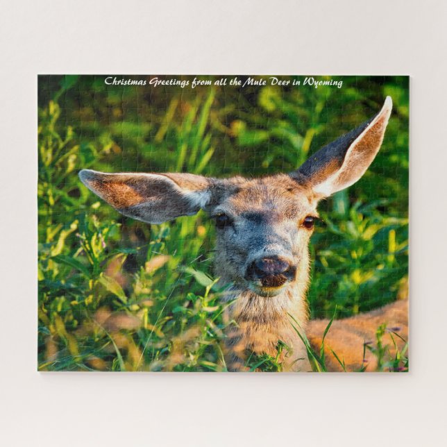 Mule Deer Wyoming.Christmas Greetings Puzzle (Horizontal)