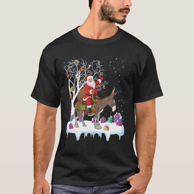 Mule Donkey Lover Xmas Geschenk Santa Riding Donke T-Shirt (Vorderseite)
