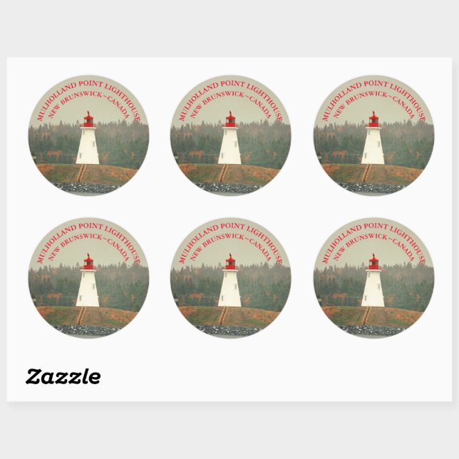 Mulholland Point Lighthouse, NB Round Stickers (Blatt)