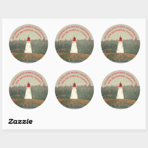 Mulholland Point Lighthouse, NB Round Stickers