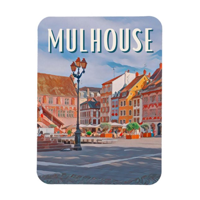 Mulhouse Foto Vintage Magnet (Vertikal)