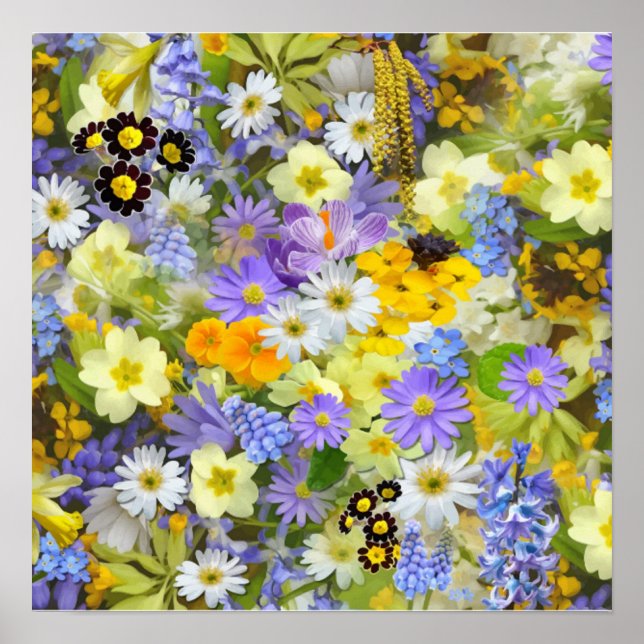 MULITCOLORED FLORAL HINTERGRUNDPATTER POSTER (Vorne)
