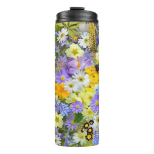 MULITCOLORED FLORAL HINTERGRUNDPATTER THERMOSBECHER