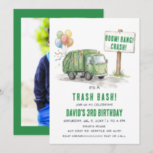 Müll Bash Müllwagen Foto Geburtstag Einladung