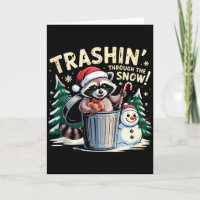 Müll durch den Schnee Weihnachten Lustiger Waschbä