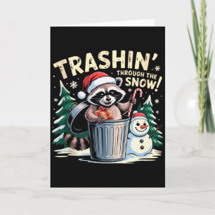 Müll durch den Schnee Weihnachten Lustiger Waschbä Karte
