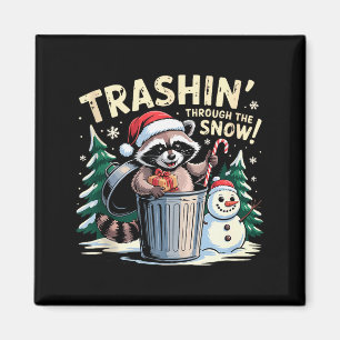 Müll durch den Schnee Weihnachten Lustiger Waschbä Magnet