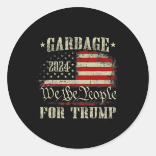 Müll für Trump 2024 Funny US American Flag Men Runder Aufkleber
