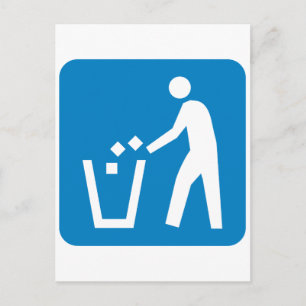 Müll / Mülleimer / Wegweiser für die Wiederverwert Postkarte