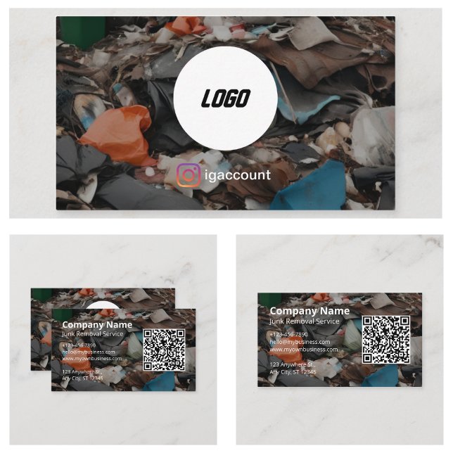 Müllabfuhr QR-Code-Logo Visitenkarte (Junk Removal QR Code Logo Business Card
)
