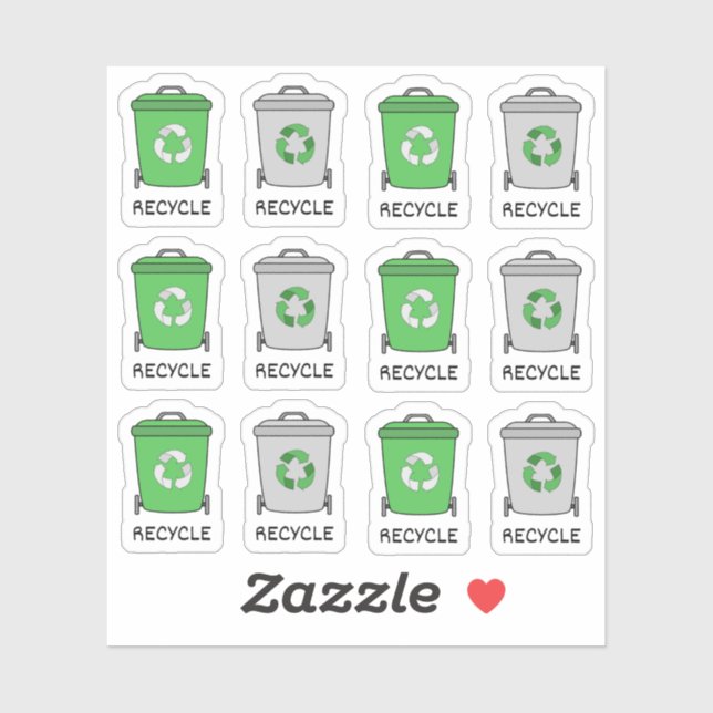Müllbeine Recycelnd Icons Garbage Bujo Planner Aufkleber (Blatt)