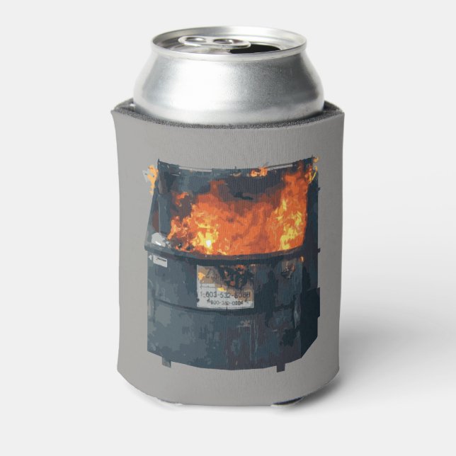 Müllcontainer-Feuer - lustiges Chaos Dosenkühler (Kanne Rückseite)