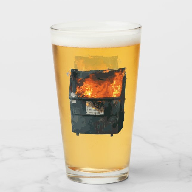 Müllcontainer-Feuer - lustiges Chaos Glas (Vorne (Gefüllt))