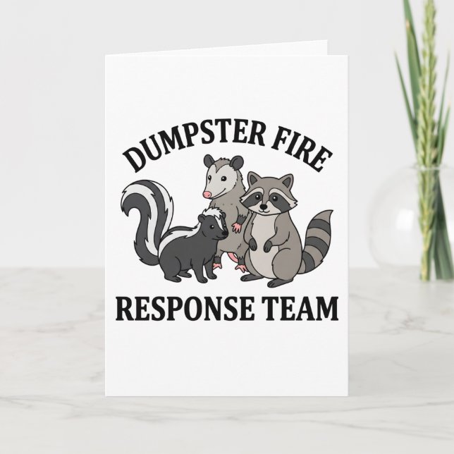 Müllcontainer-Feuer-Response-Team Waschbär Opossum Karte (Vorderseite)