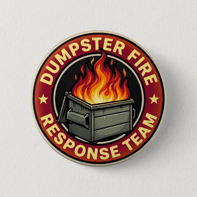 Müllcontainer-Feuerwehr-Team lustig Button (Vorderseite)