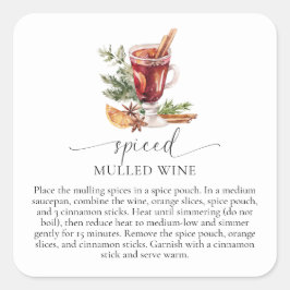 Mulled Wein Rezept Kit Weihnachten Quadratischer Aufkleber