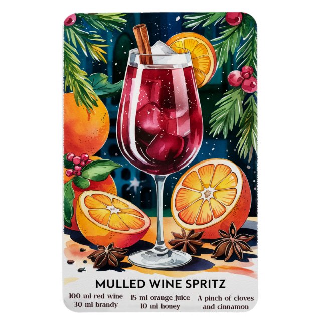 Mulled Wein Spritz Holiday Cocktail Rezept Magnet (Vertikal)